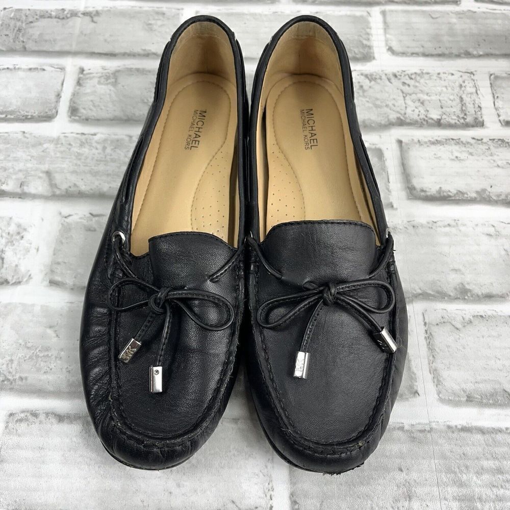 Michael Kors Daisy Women’s Size 8 Black Leather Moccasins Flats Driving Loafers - Picture 10 of 14